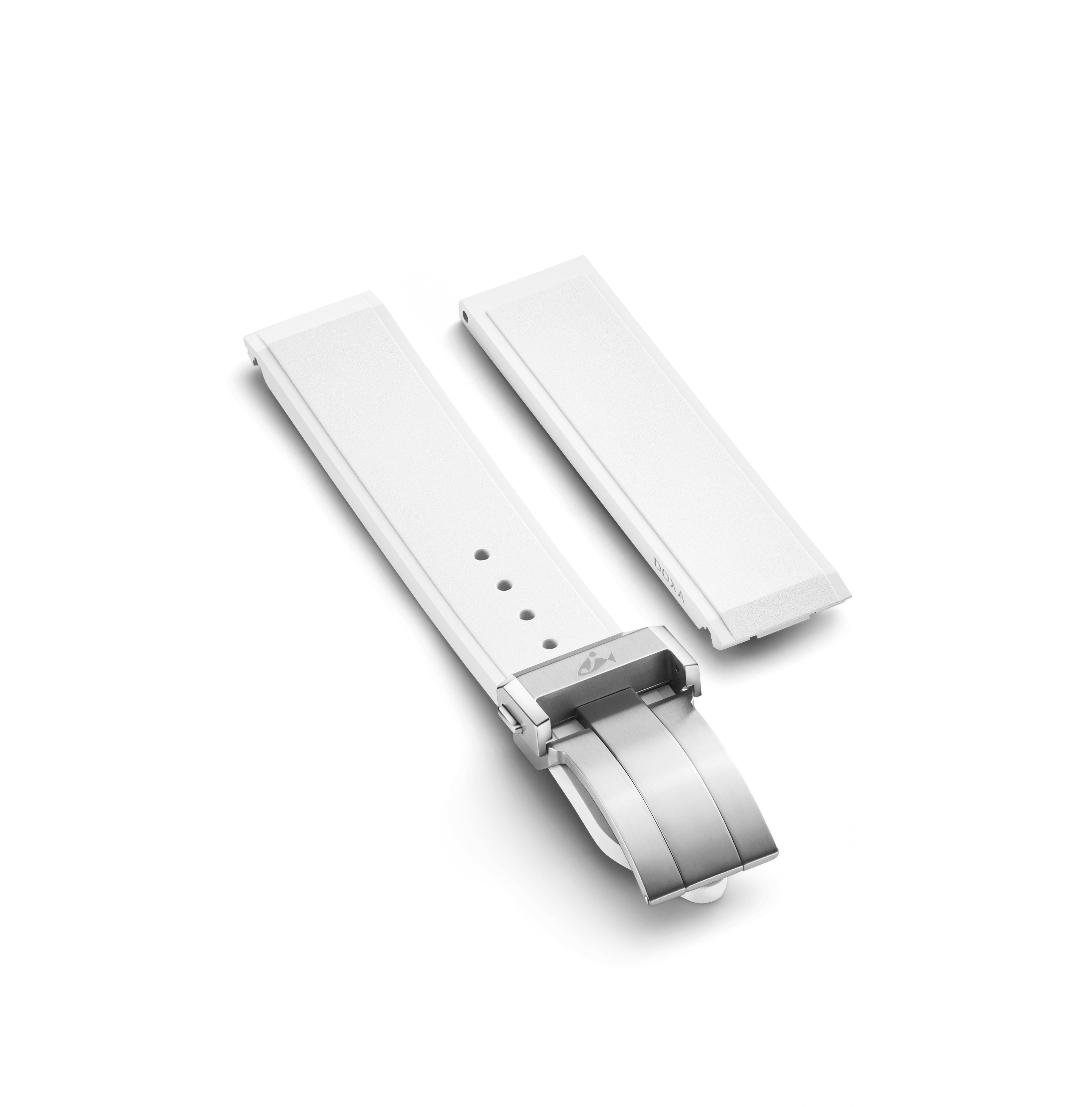 Rubber strap with folding buckle, White