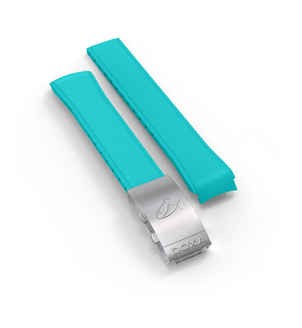 Bracelet en caoutchouc avec boucle déployante réglable, turquoise
